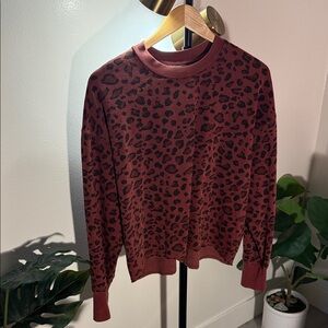Color rich burgundy Sundry animal print cheetah rayon blend lounge sweatshirt LG